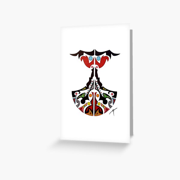 New Original Tattoo Drawing that is AI-Generated Coloring Page "Tribal Angel" Greeting Card