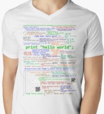 Hello World - Many Programming Languages (light) Men's V-Neck T-Shirt