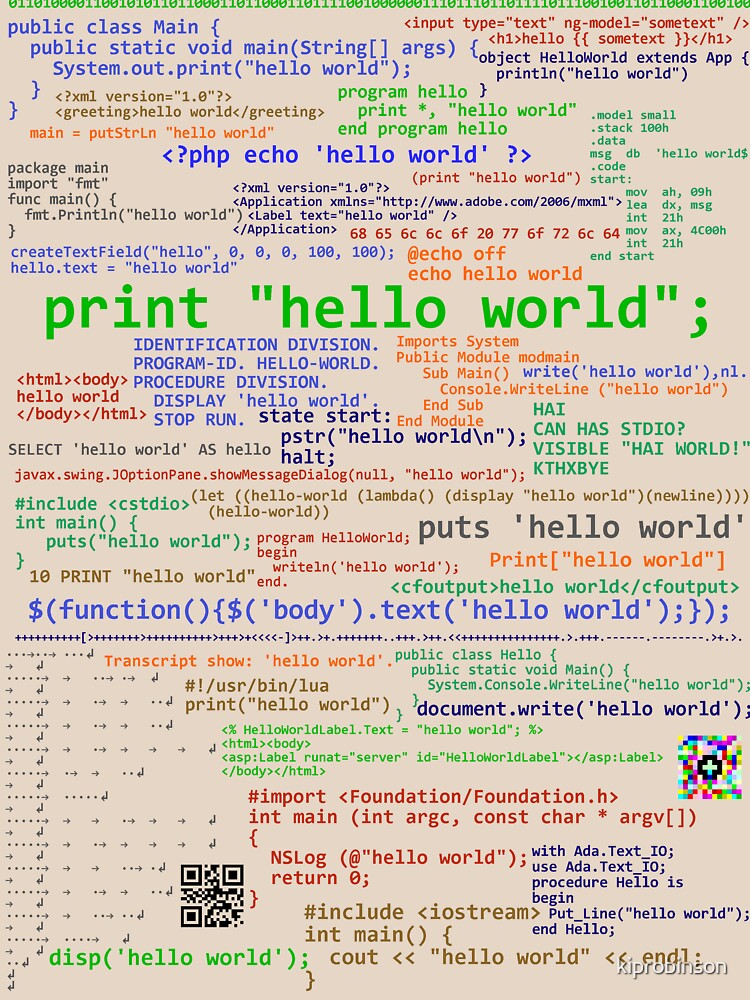 Hello World - Many Programming Languages (light) by kiprobinson