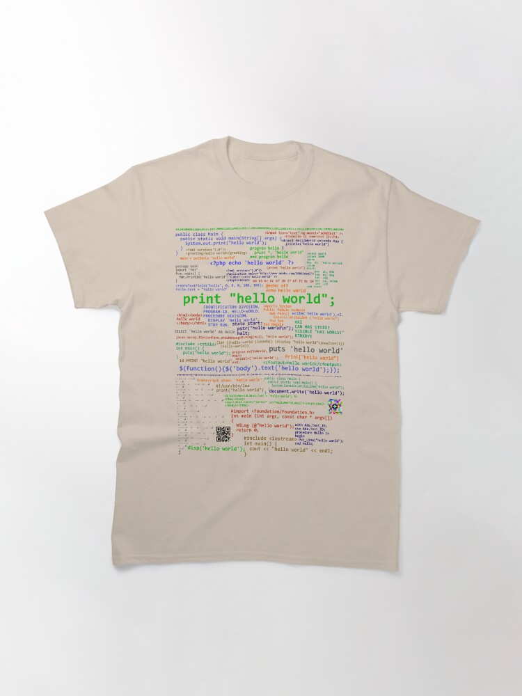 Alternate view of Hello World - Many Programming Languages (light) Classic T-Shirt