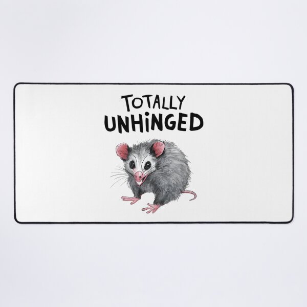Item preview, Unhinged, FunnyFits70, possum, opossum, backyard critters, meme, animal antics, humorous animals, wildlife humor, crazy possum, totally unhinged, hilarious, funny, humor, nightlife, trashy, designed and sold by FunnyFits70.