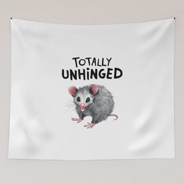 Item preview, Unhinged, FunnyFits70, possum, opossum, backyard critters, meme, animal antics, humorous animals, wildlife humor, crazy possum, totally unhinged, hilarious, funny, humor, nightlife, trashy,  designed and sold by FunnyFits70.