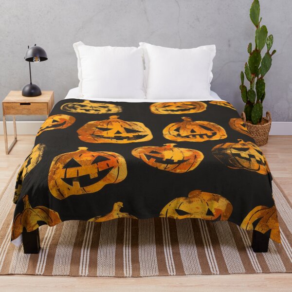 Item preview, Halloween pattern 3 jack o lanterns orange pumpkins designed and sold by LD ART.
