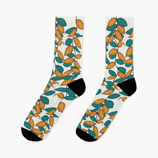 Item preview, Leaf pattern: teal + orange designed and sold by LimeAnaconda.