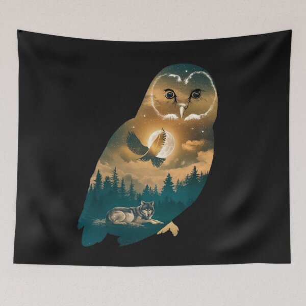 Item preview, owl  nature animals fox wolf moon forest trees animal wilderness wolves wildlife blue wolf night designed and sold by thechoice1.