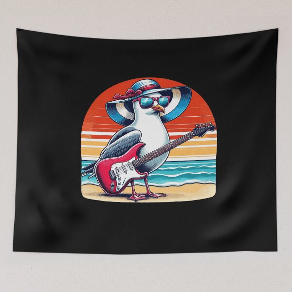 Item preview, Funny Seagull With Beach Hat And Electric Guitar Art designed and sold by Dressed For  Duty.