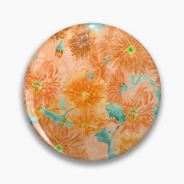 Item preview, Orange Floral Pattern Watercolor Painting designed and sold by Jaana Day.