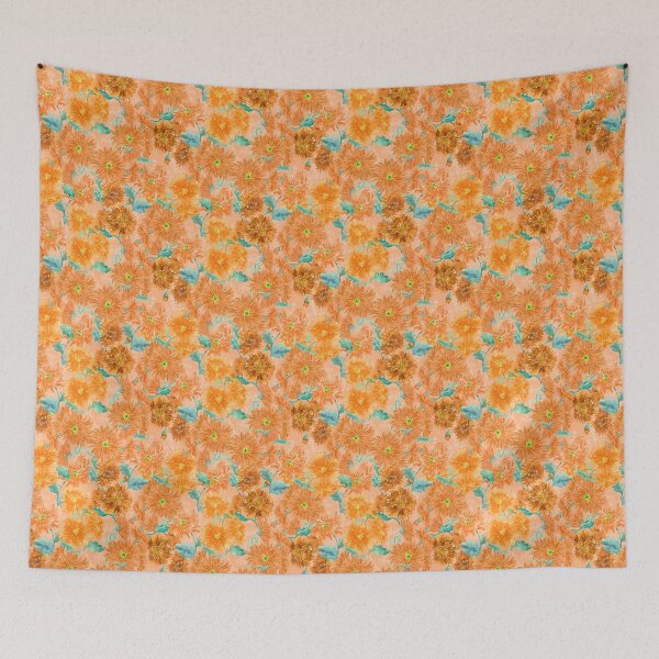 Item preview, Orange Floral Pattern Watercolor Painting designed and sold by Jaana Day.