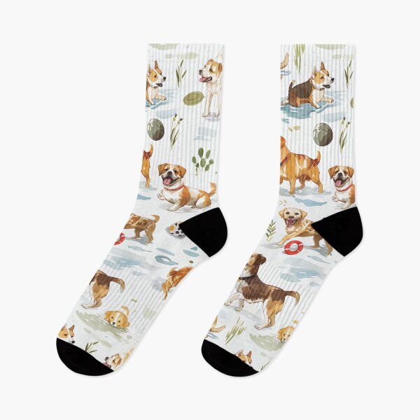Item preview, Delightful watercolor pattern of dogs enjoying various activities designed and sold by DMay-art.