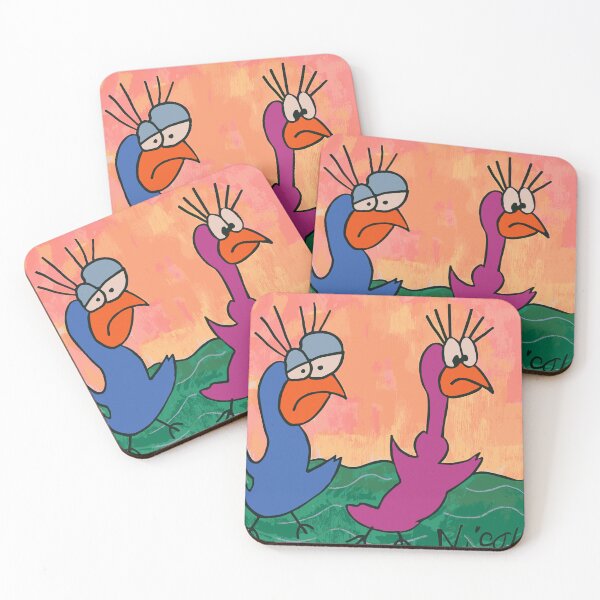 Item preview, Worried blue and purple birds designed and sold by NickysWhimsical.