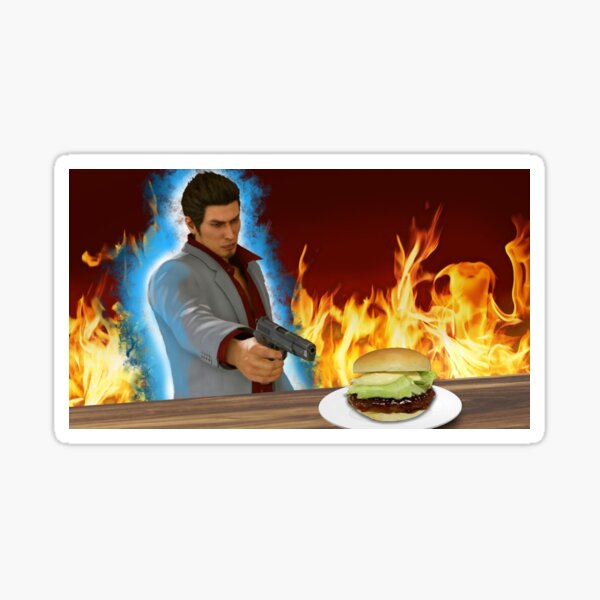 Item preview, Kiryu Shooting A Burger Yakuza Funny Meme designed and sold by MerikuroCreates.