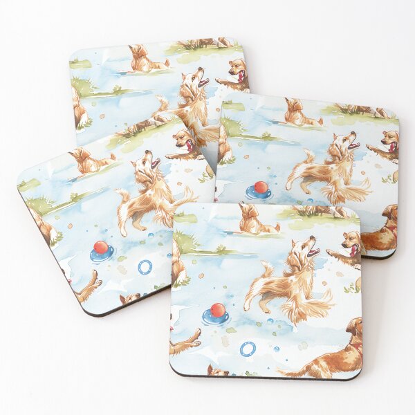 Item preview, Delightful watercolor pattern of dogs enjoying various activities designed and sold by DMay-art.