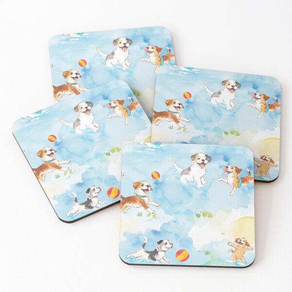 Item preview, Delightful watercolor pattern of dogs enjoying various activities designed and sold by DMay-art.