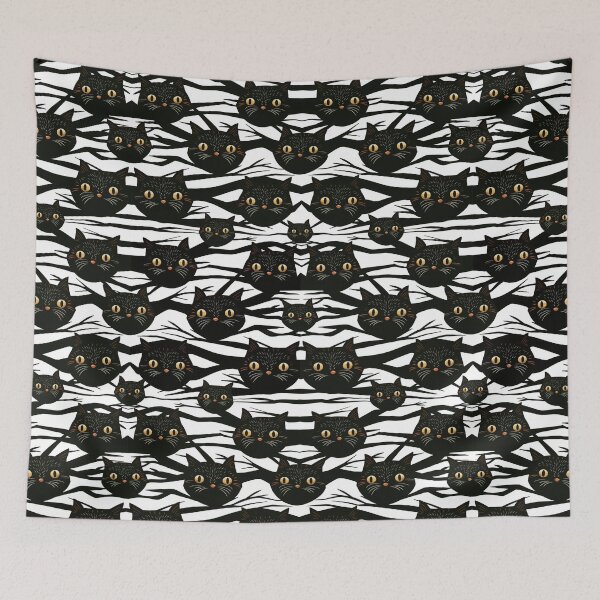 Item preview, Black cats on branches designed and sold by Artlizzard.