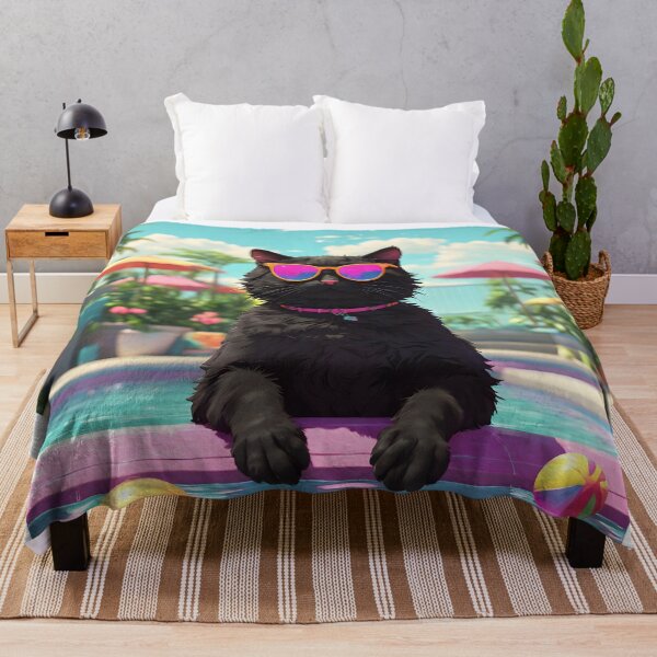Item preview, Cool black cat in the pool, summer vibes designed and sold by Eve Orea.
