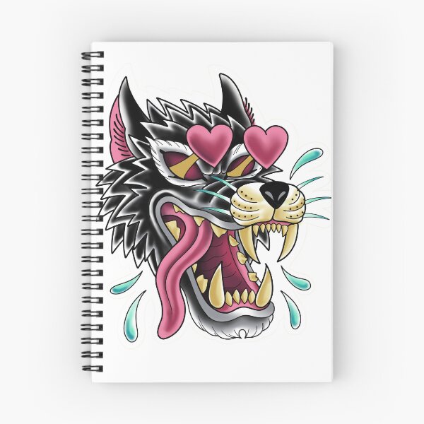Artikelvorschau, Liebe Wolf traditionelles Tattoo Flash entworfen und verkauft von aandersontattoo.