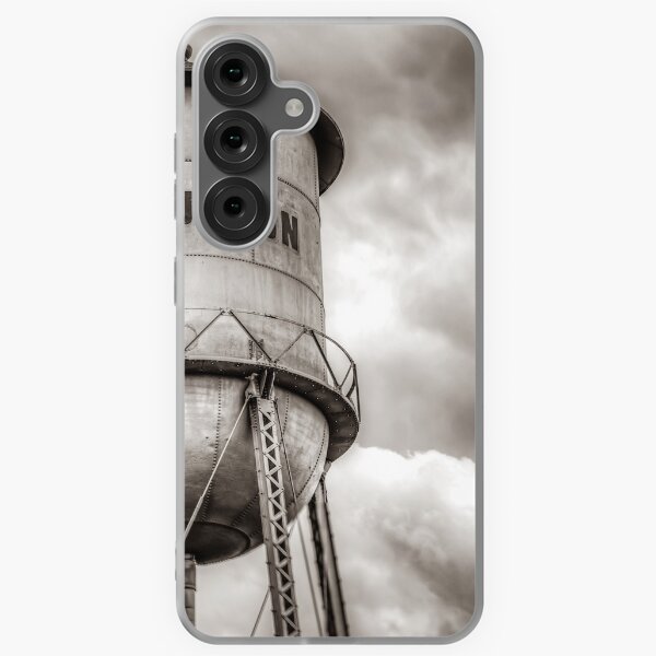 Item preview, Bourbon Water Tower Whiskey Barrel With Clouds - Sepia Edition designed and sold by Gregory Ballos.