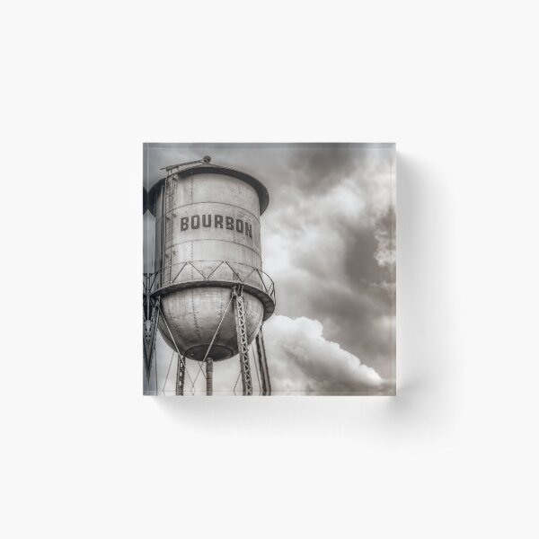 Item preview, Bourbon Water Tower Whiskey Barrel With Clouds - Sepia Edition designed and sold by Gregory Ballos.