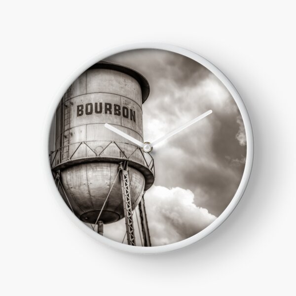 Item preview, Bourbon Water Tower Whiskey Barrel With Clouds - Sepia Edition designed and sold by Gregory Ballos.