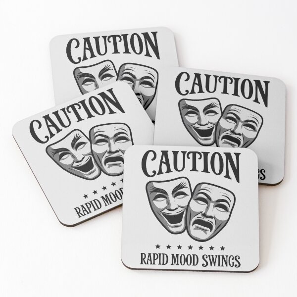 Item preview, Caution - Rapid Mood Swings - Comedy and Tragedy Masks designed and sold by Lola Mystique Boutique.