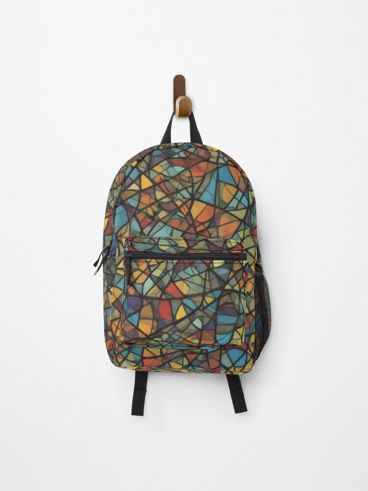 Thumbnail 1 of 3, Backpack, Abstract Colorful Stained Glass Pattern designed and sold by calibrit.