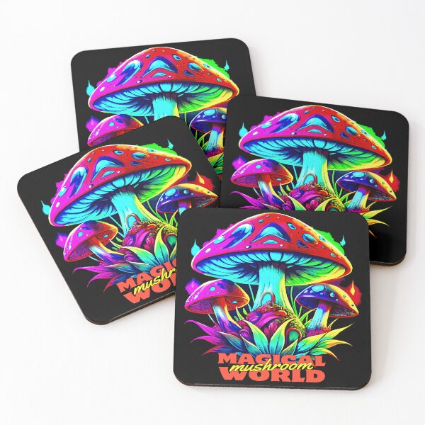 Item preview, Fluorescent Glowing Trippy Fantasy Magic Mushroom Art designed and sold by VikArtStudio.