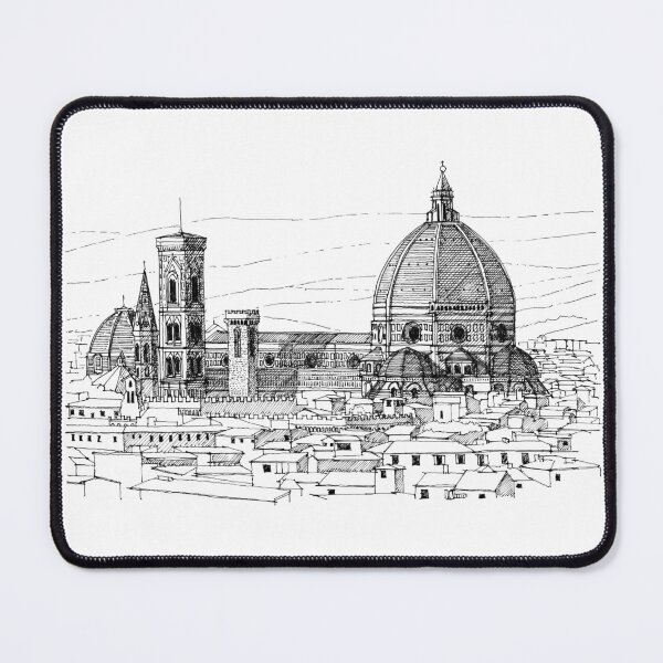 Item preview, Santa Maria del Fiore Firenze Florence hand drawing architecture black and white monochrome architectural drawing designed and sold by junyangcaidraw.