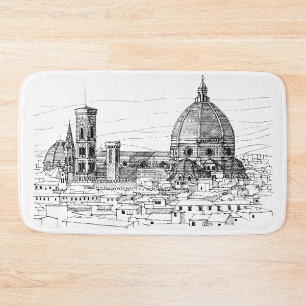 Item preview, Santa Maria del Fiore Firenze Florence hand drawing architecture black and white monochrome architectural drawing designed and sold by junyangcaidraw.