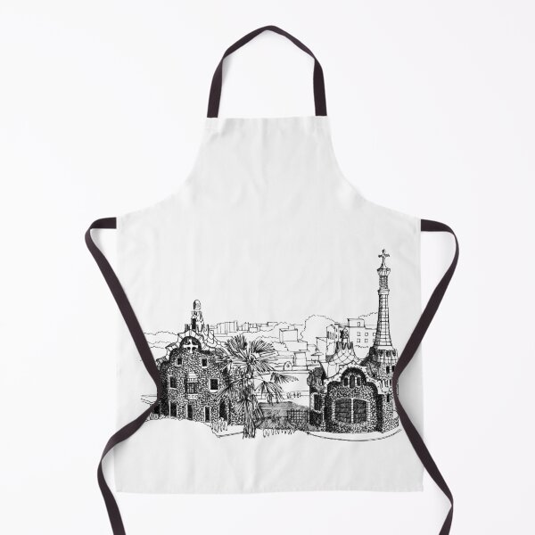 Item preview, Park Güell Barcelona Gaudi hand drawing architecture black and white monochrome architectural drawing designed and sold by junyangcaidraw.