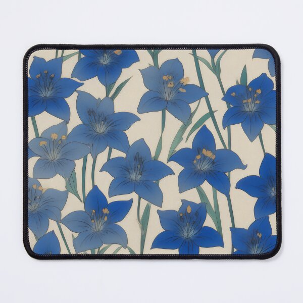 Item preview, Blue lily pattern - lilies on beige designed and sold by patterncrow.