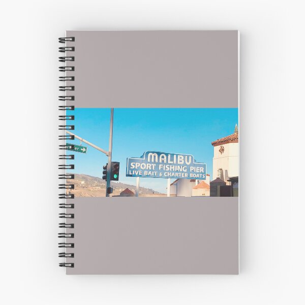 Item preview, Malibu Sport Fishing Pier sign with street sign Malibu Pier, on a sunny day designed and sold by aidaslocalloves.