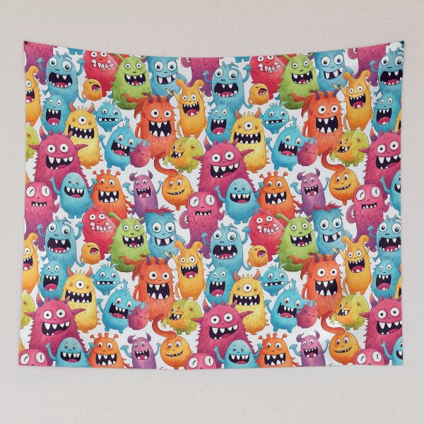 Item preview, cute monsters seamless pattern designed and sold by CoolCrazyQuirky.