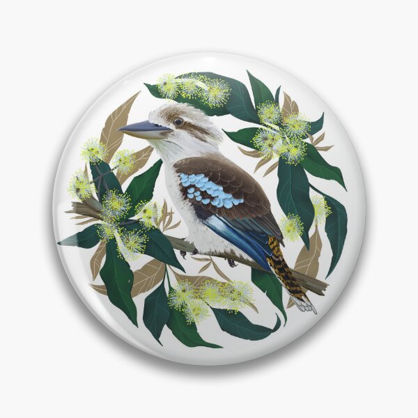 Item preview, Laughing Kookaburra, Australian native bird in gum tree designed and sold by ArtOfSmallJoys.