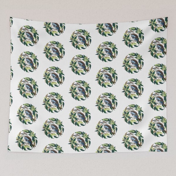 Item preview, Laughing Kookaburra, Australian native bird in gum tree designed and sold by ArtOfSmallJoys.