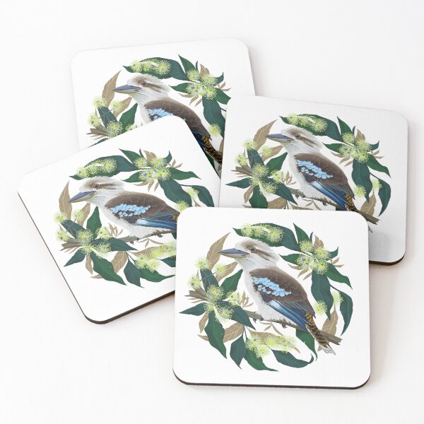 Item preview, Laughing Kookaburra, Australian native bird in gum tree designed and sold by ArtOfSmallJoys.