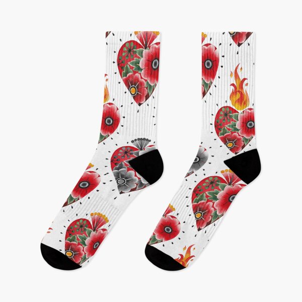 Item preview, Watercolor flaming heart with floral design designed and sold by Ekaterina Glazkova.