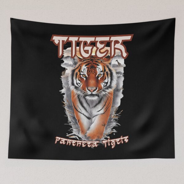 Item preview, TIGER panthera tigris groovy Indian style font and nature design designed and sold by Jt41.
