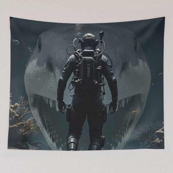 Item preview, Lost Diver Facing Megalodon designed and sold by DifferentPOV.