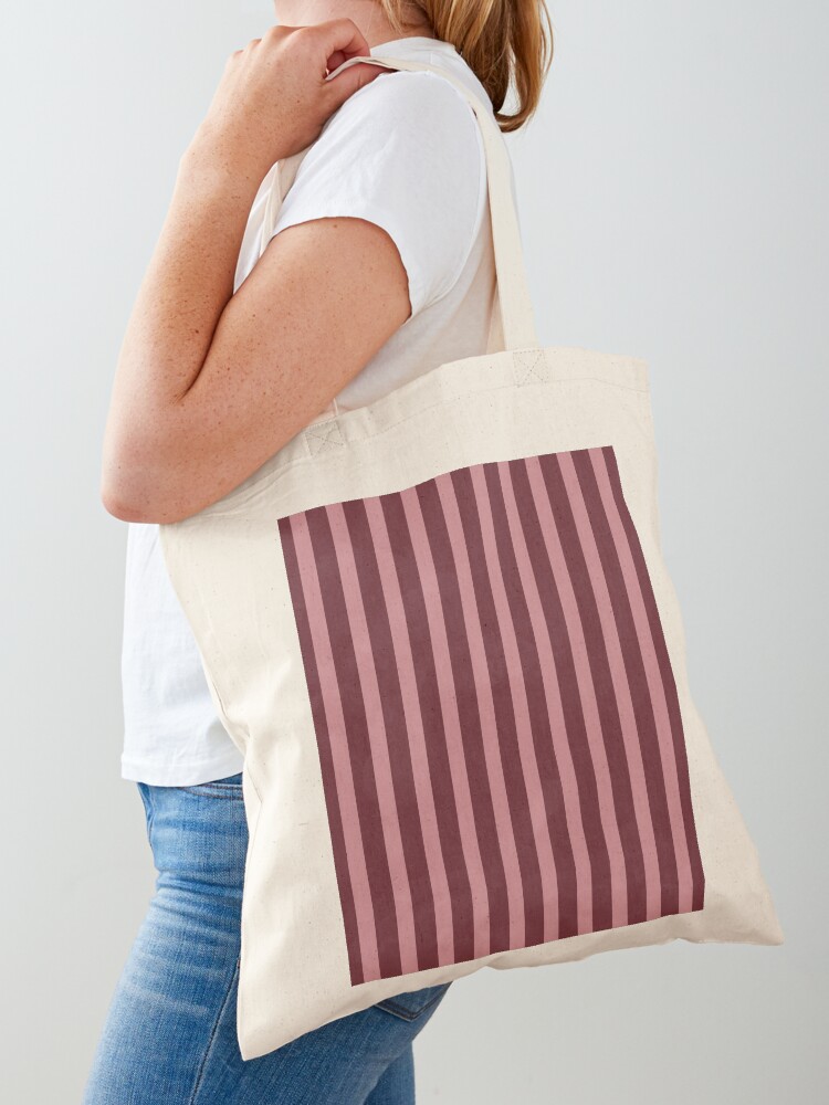 Tote Bag, Geometric Royal Circle Cabernet And Brandied Apricot Vertical Stripes designed and sold by Triplicate Limited