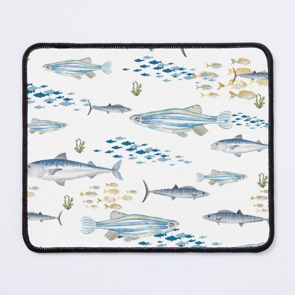Item preview, Fish Pattern With Blue and Yellow Nautical Beachy Coastal Design designed and sold by SeaStarAlex.
