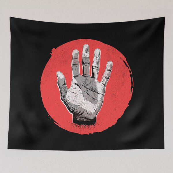 Item preview, Hand of a climber injured fingers logo emblem retro vintage style designed and sold by Bouldershop.