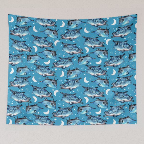 Item preview, Boxfish, Blue on blue background designed and sold by Alex  Blud.