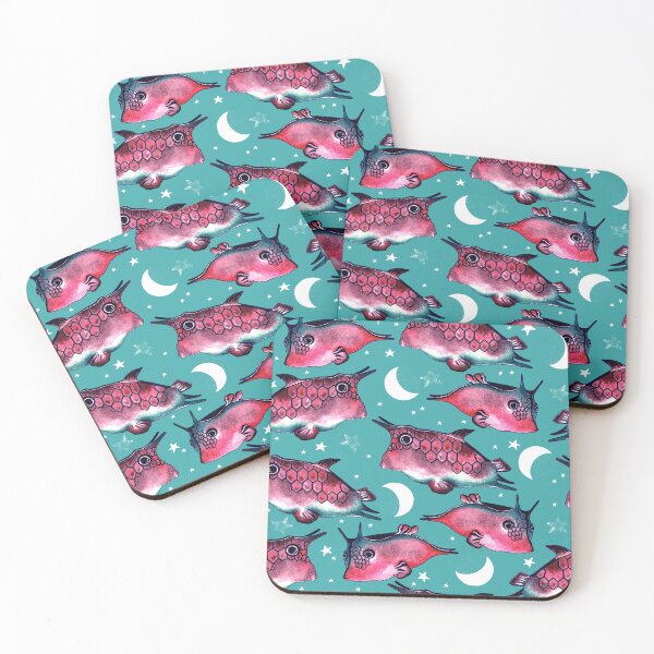 Item preview, Boxfish, Pink on turquoise background designed and sold by Alex  Blud.