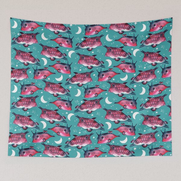 Item preview, Boxfish, Pink on turquoise background designed and sold by Alex  Blud.