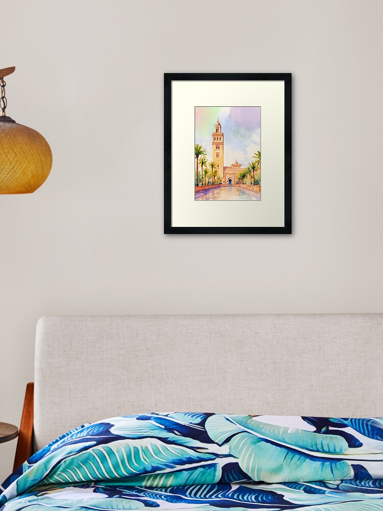 Thumbnail 1 of 7, Framed Art Print, Morocco Mosque Watercolor designed and sold by jouvaygifts.