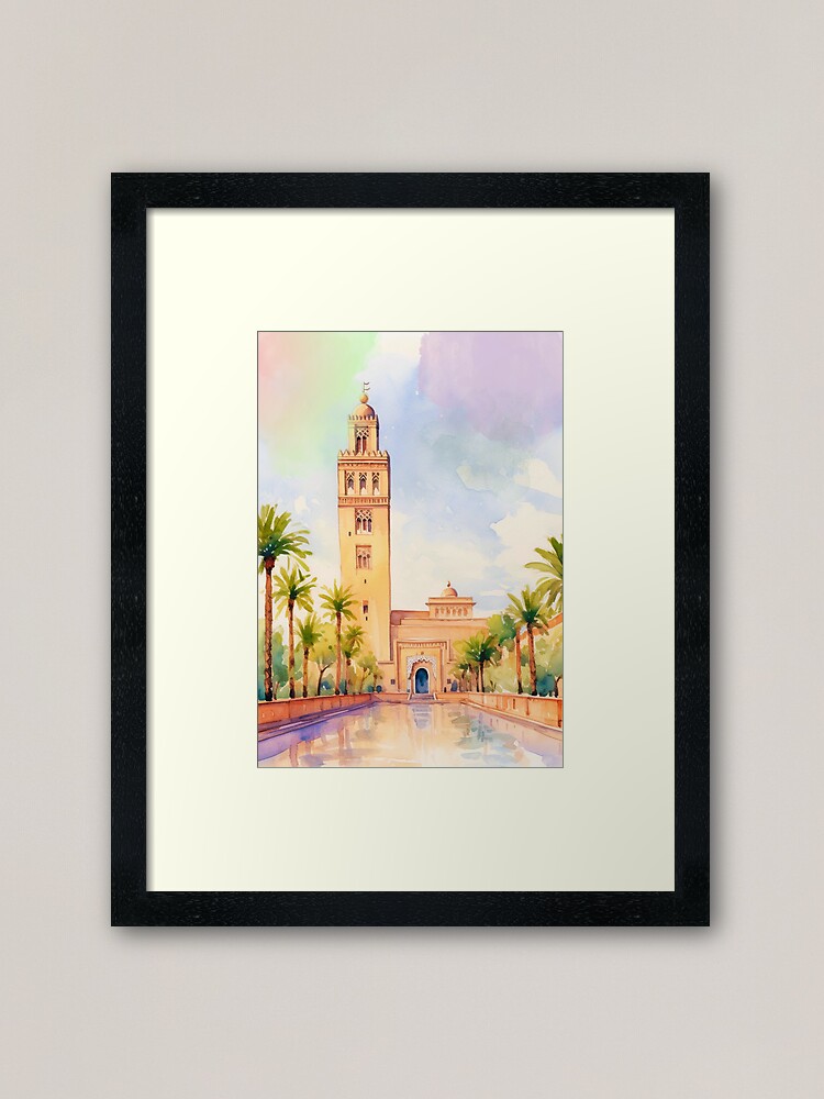 Thumbnail 2 of 7, Framed Art Print, Morocco Mosque Watercolor designed and sold by jouvaygifts.