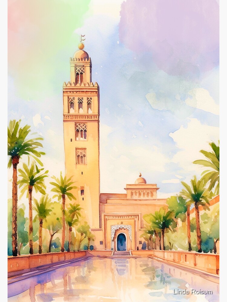 Thumbnail 7 of 7, Framed Art Print, Morocco Mosque Watercolor designed and sold by jouvaygifts.