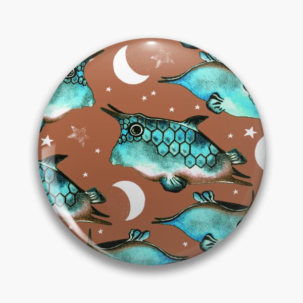 Item preview, Boxfish, Turquoise on brown background designed and sold by Alex  Blud.