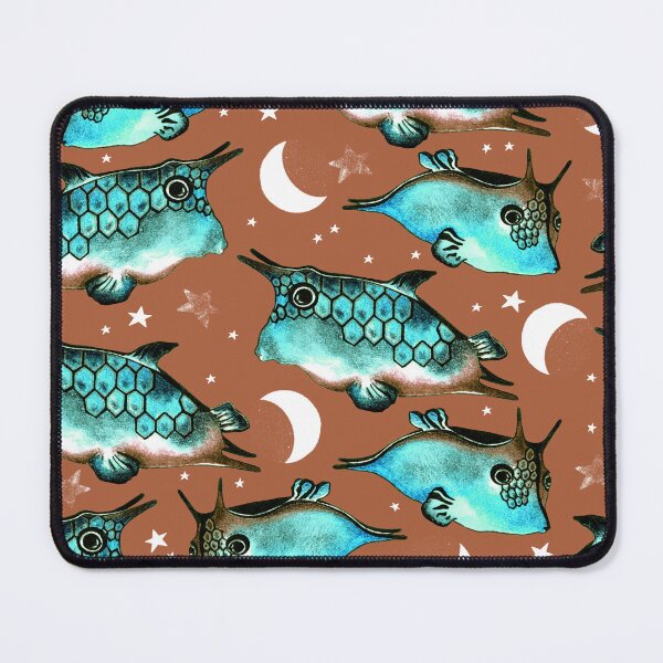 Item preview, Boxfish, Turquoise on brown background designed and sold by Alex  Blud.