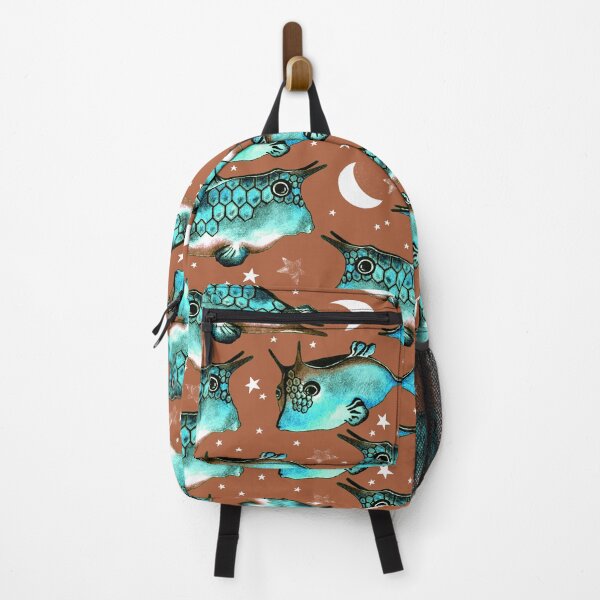 Item preview, Boxfish, Turquoise on brown background designed and sold by Alex Blud.